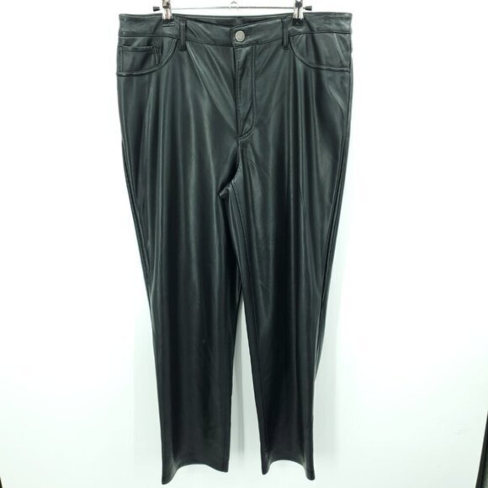 Joie Faux Leather Straight Leg Ankle Pants 12 Black